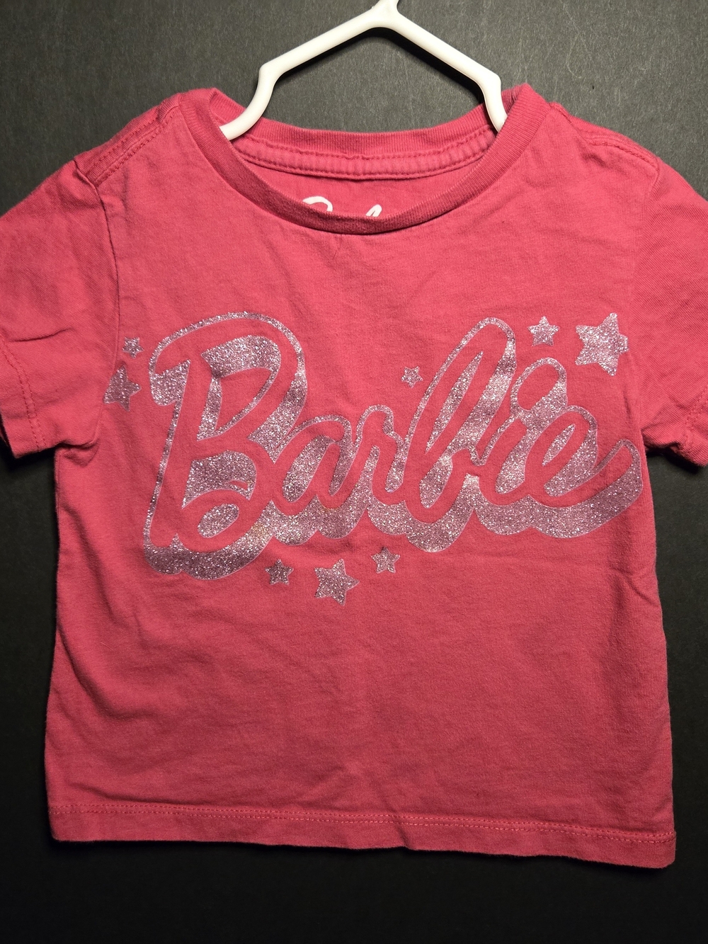 Barbie Pink Short Sleeve Tee with Silver Glitter Logo